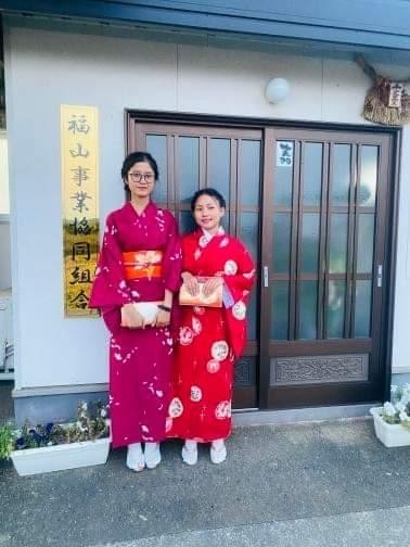 着物で記念撮影